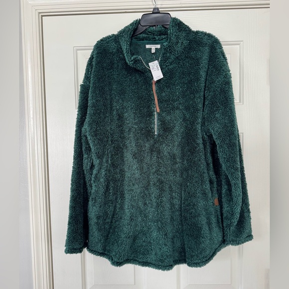 Maurices Jackets & Blazers - Maurices Forest Green Teddy Jacket with pockets and quarter zip XL NEW